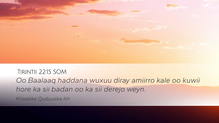 Tirintii 22:15 SOM Desktop Wallpaper - Oo Baalaaq haddana wuxuu diray amiirro kale oo - Desktop Bible Verse Wallpaper