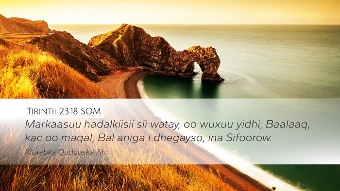 Tirintii 23:18 SOM Bible Verse Image
