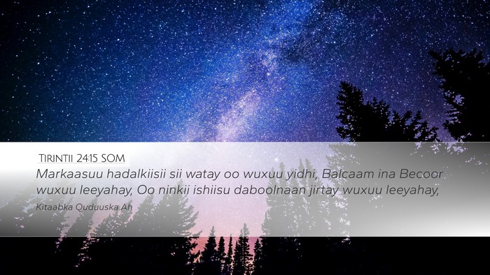 Tirintii 24:15 SOM Desktop Wallpaper - Markaasuu hadalkiisii sii watay oo wuxuu yidhi, - Desktop Bible Verse Wallpaper
