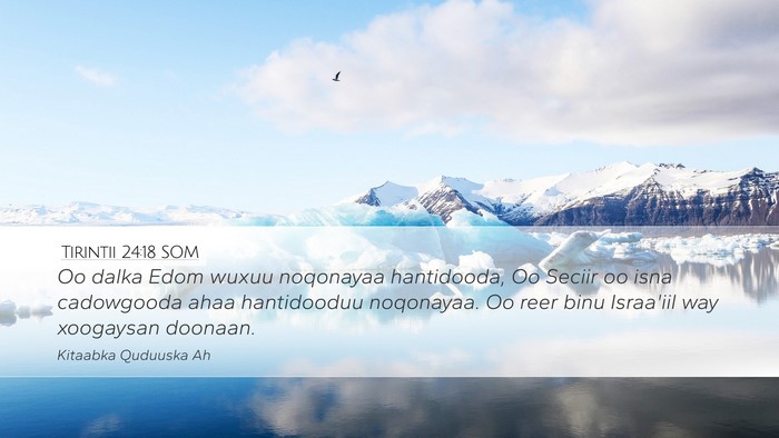 Tirintii 24:18 SOM Desktop Wallpaper - Oo dalka Edom wuxuu noqonayaa hantidooda, Oo - Desktop Bible Verse Wallpaper