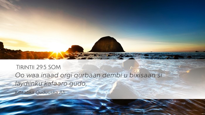 Tirintii 29:5 SOM Desktop Wallpaper - Oo waa inaad orgi qurbaan dembi u bixisaan si - Desktop Bible Verse Wallpaper