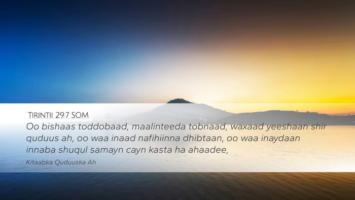 Tirintii 29:7 SOM Bible Verse Image