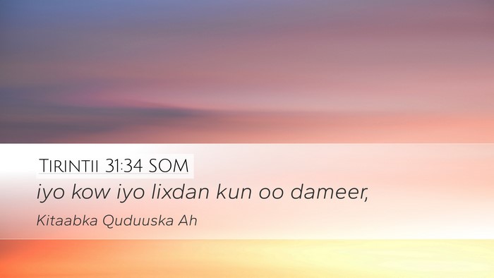 Tirintii 31:34 SOM Desktop Wallpaper - iyo kow iyo lixdan kun oo - Desktop Bible Verse Wallpaper