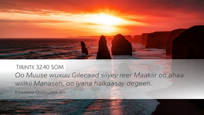 Tirintii 32:40 SOM Desktop Wallpaper - Oo Muuse wuxuu Gilecaad siiyey reer Maakiir oo - Desktop Bible Verse Wallpaper