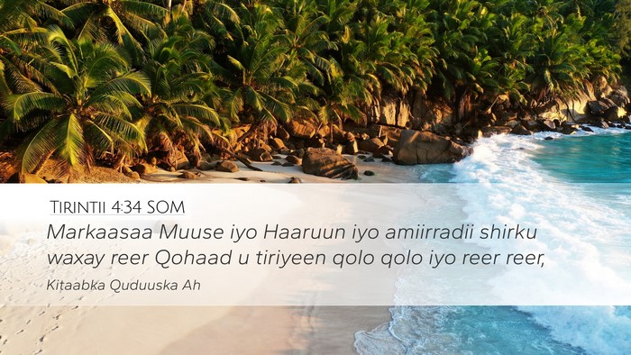 Tirintii 4:34 SOM Desktop Wallpaper - Markaasaa Muuse iyo Haaruun iyo amiirradii shirku - Desktop Bible Verse Wallpaper