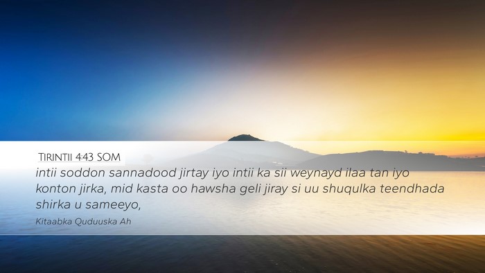 Tirintii 4:43 SOM Desktop Wallpaper - intii soddon sannadood jirtay iyo intii ka sii - Desktop Bible Verse Wallpaper