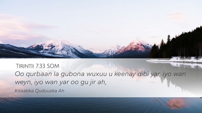 Tirintii 7:33 SOM Desktop Wallpaper - Oo qurbaan la gubona wuxuu u keenay dibi yar, iyo - Desktop Bible Verse Wallpaper