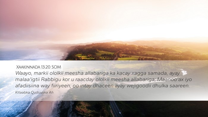 Xaakinnada 13:20 SOM Bible Verse Image