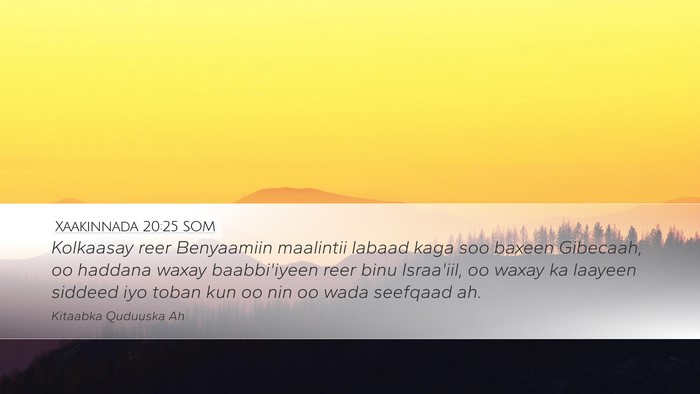 Xaakinnada 20:25 SOM Bible Verse Image