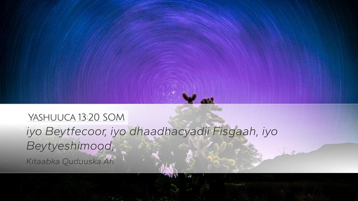 Yashuuca 13:20 SOM Desktop Wallpaper - iyo Beytfecoor, iyo dhaadhacyadii Fisgaah, iyo - Desktop Bible Verse Wallpaper