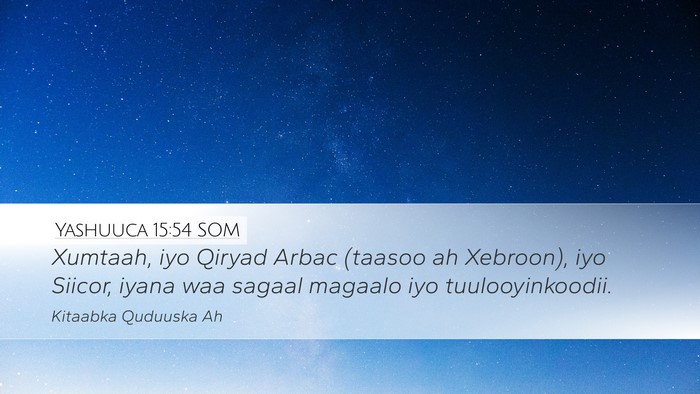 Yashuuca 15:54 SOM Desktop Wallpaper - Xumtaah, iyo Qiryad Arbac (taasoo ah Xebroon), - Desktop Bible Verse Wallpaper