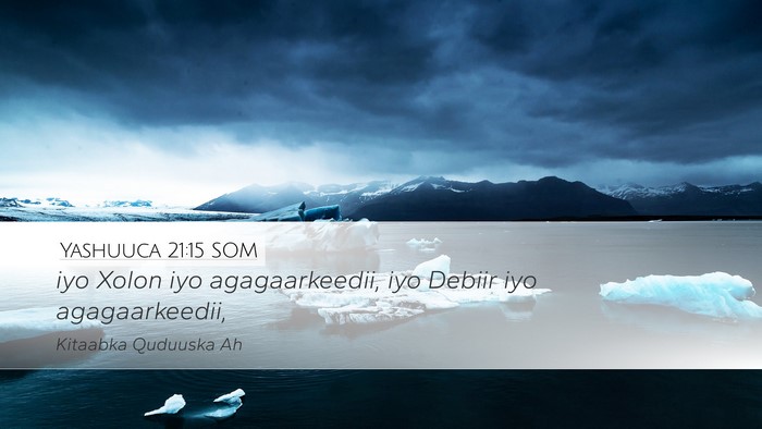 Yashuuca 21:15 SOM Desktop Wallpaper - iyo Xolon iyo agagaarkeedii, iyo Debiir iyo - Desktop Bible Verse Wallpaper