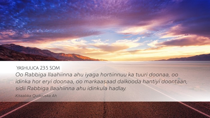 Yashuuca 23:5 SOM Desktop Wallpaper - Oo Rabbiga Ilaahiinna ahu iyaga hortiinnuu ka - Desktop Bible Verse Wallpaper