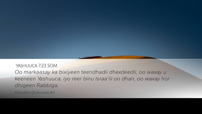 Yashuuca 7:23 SOM Desktop Wallpaper - Oo markaasay ka bixiyeen teendhadii dhexdeedii, - Desktop Bible Verse Wallpaper