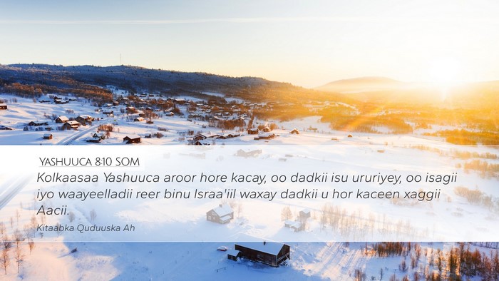 Yashuuca 8:10 SOM Desktop Wallpaper - Kolkaasaa Yashuuca aroor hore kacay, oo dadkii - Desktop Bible Verse Wallpaper