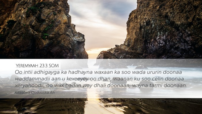 Yeremyaah 23:3 SOM Desktop Wallpaper - Oo intii adhigayga ka hadhayna waxaan ka soo wada - Desktop Bible Verse Wallpaper