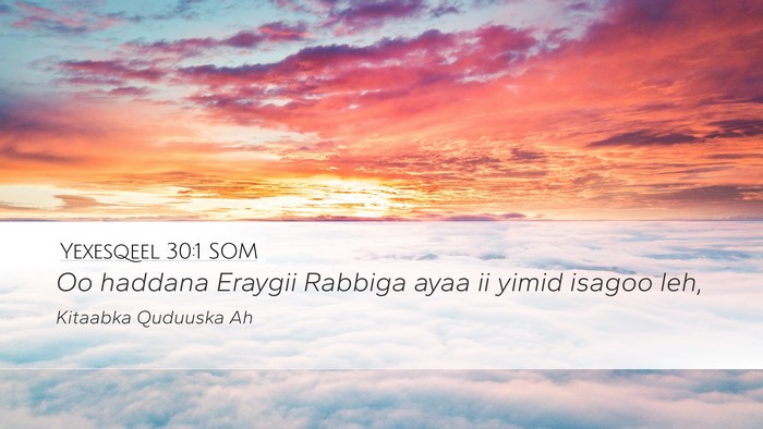 Yexesqeel 30:1 SOM Desktop Wallpaper - Oo haddana Eraygii Rabbiga ayaa ii yimid isagoo - Desktop Bible Verse Wallpaper