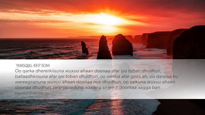 Yexesqeel 43:17 SOM Desktop Wallpaper - Oo qarka dhererkiisuna wuxuu ahaan doonaa afar - Desktop Bible Verse Wallpaper