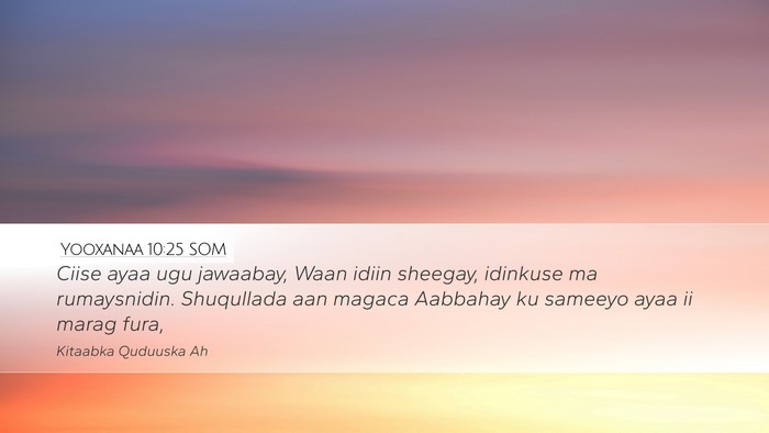 Yooxanaa 10:25 SOM Bible Verse Image