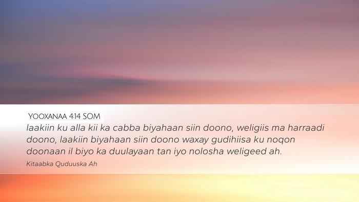 Yooxanaa 4:14 SOM Bible Verse Image