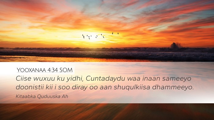 Yooxanaa 4:34 SOM Bible Verse Image