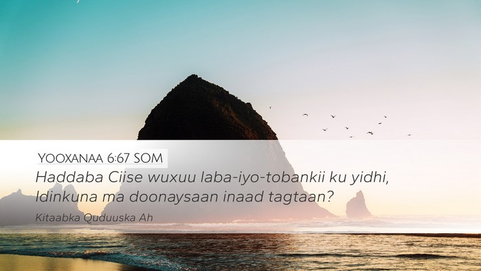 Yooxanaa 6:67 SOM Bible Verse Image