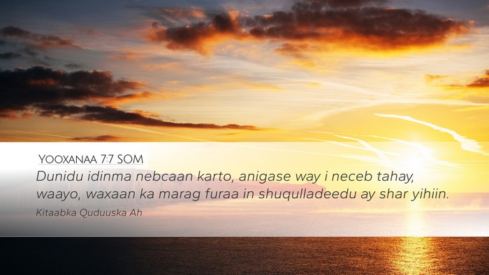 Yooxanaa 7:7 SOM Bible Verse Image