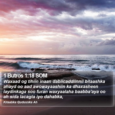 1 Butros 1:18 SOM Bible Verse Image