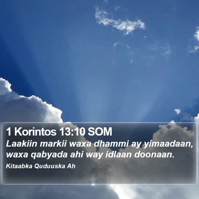 1 Korintos 13:10 SOM Bible Verse Image