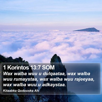 1 Korintos 13:7 SOM Bible Verse Image