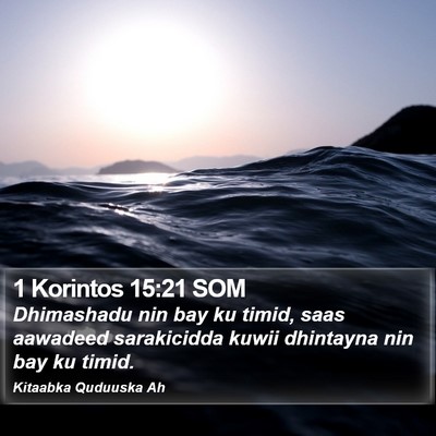 1 Korintos 15:21 SOM Bible Verse Image
