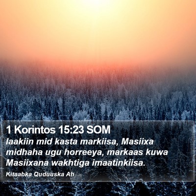 1 Korintos 15:23 SOM Bible Verse Image