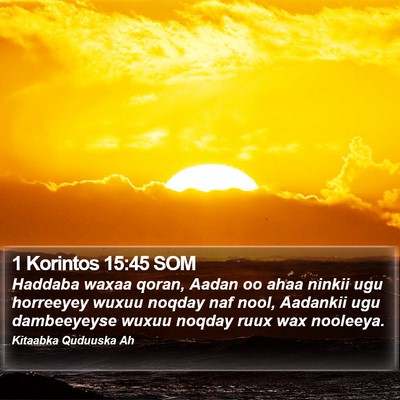 1 Korintos 15:45 SOM Bible Verse Image