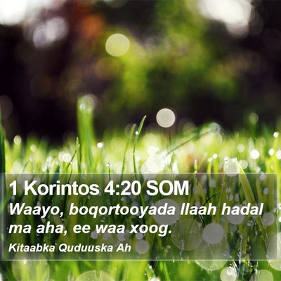 1 Korintos 4:20 SOM Bible Verse Image
