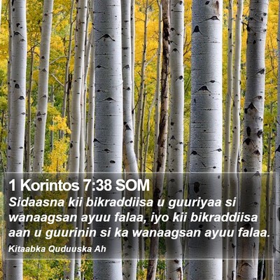 1 Korintos 7:38 SOM Bible Verse Image
