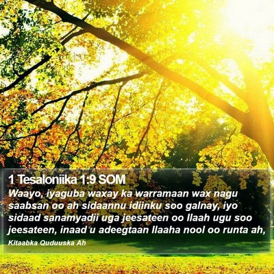 1 Tesaloniika 1:9 SOM Bible Verse Image