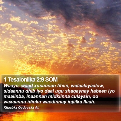 1 Tesaloniika 2:9 SOM Bible Verse Image