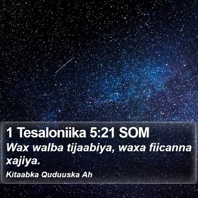 1 Tesaloniika 5:21 SOM Bible Verse Image