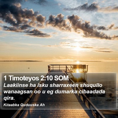 1 Timoteyos 2:10 SOM Bible Verse Image