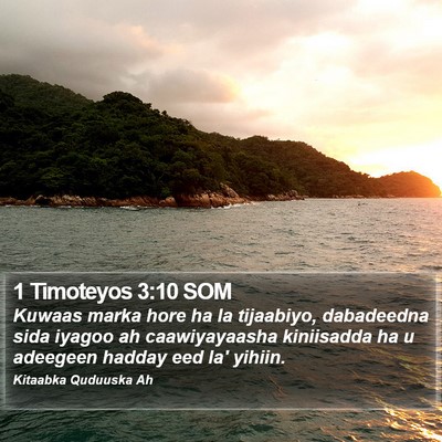 1 Timoteyos 3:10 SOM Bible Verse Image