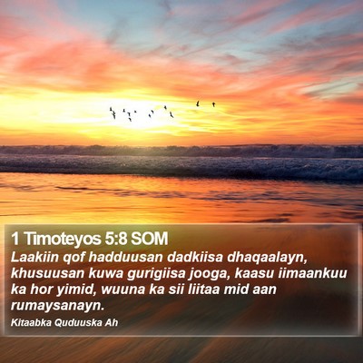 1 Timoteyos 5:8 SOM Bible Verse Image