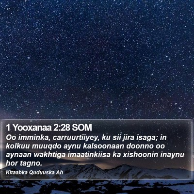 1 Yooxanaa 2:28 SOM Bible Verse Image