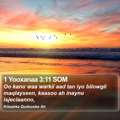 1 Yooxanaa 3:11 SOM Bible Verse Image