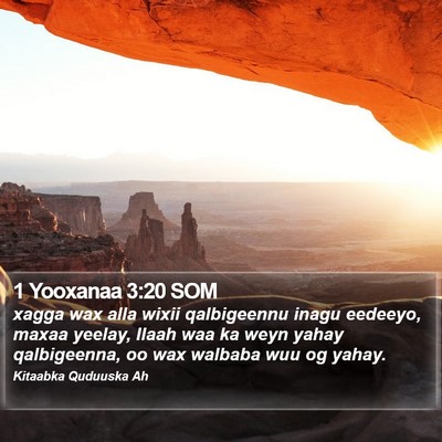 1 Yooxanaa 3:20 SOM Bible Verse Image