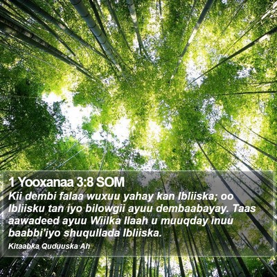 1 Yooxanaa 3:8 SOM Bible Verse Image