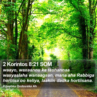 2 Korintos 8:21 SOM Bible Verse Image