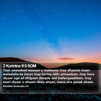 2 Korintos 9:5 SOM Bible Verse Image