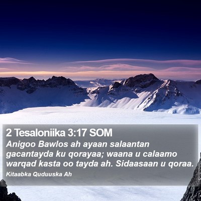 2 Tesaloniika 3:17 SOM Bible Verse Image