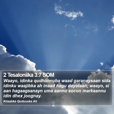 2 Tesaloniika 3:7 SOM Bible Verse Image