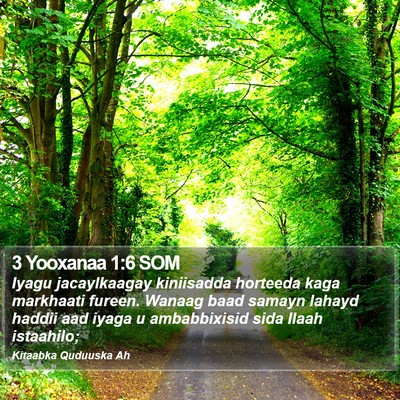 3 Yooxanaa 1:6 SOM Bible Verse Image